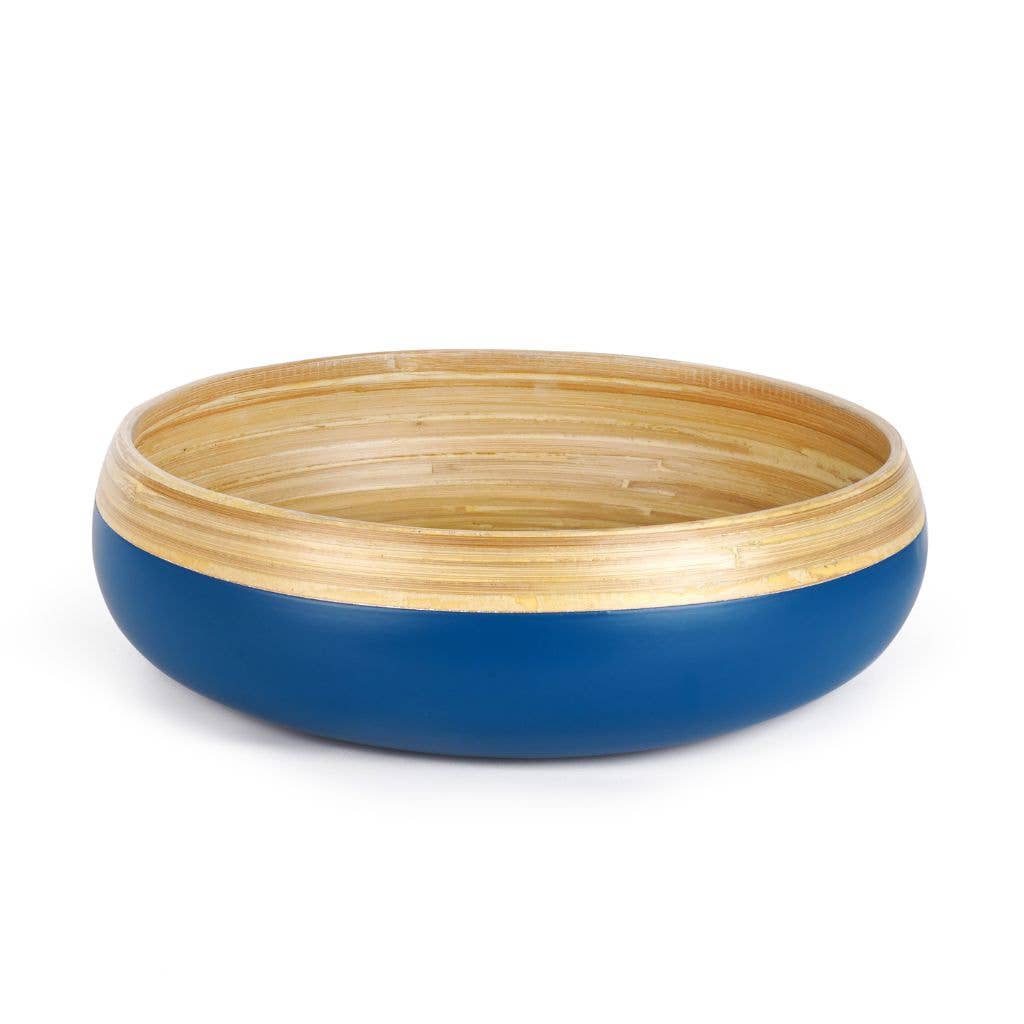 Bamboo Fruit Bowl, X Large Home Decor Salad Serving Bowls: Blue