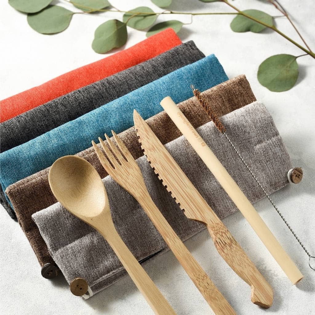 Reusable Bamboo Cutlery Set - Handmade & Eco-friendly Pack: Marine (Deep Green)