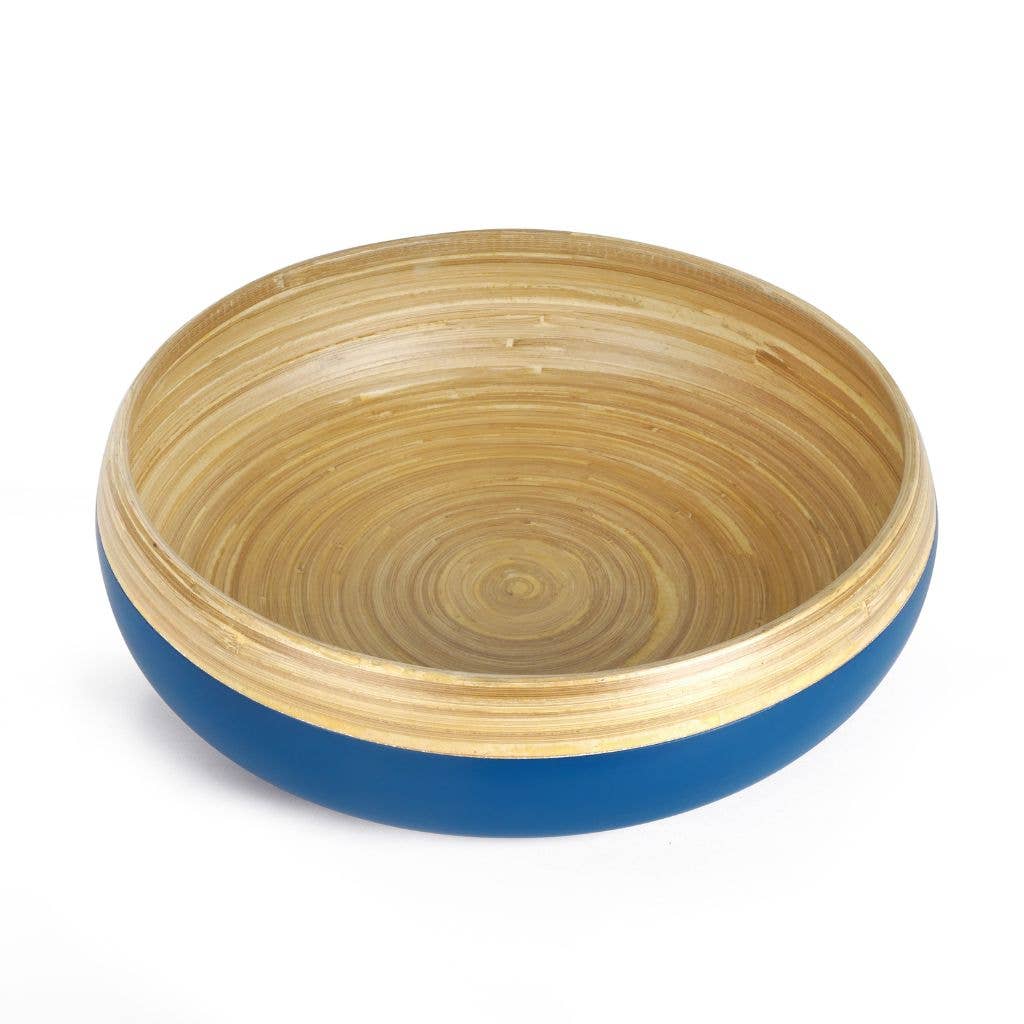 Bamboo Fruit Bowl, X Large Home Decor Salad Serving Bowls: Blue