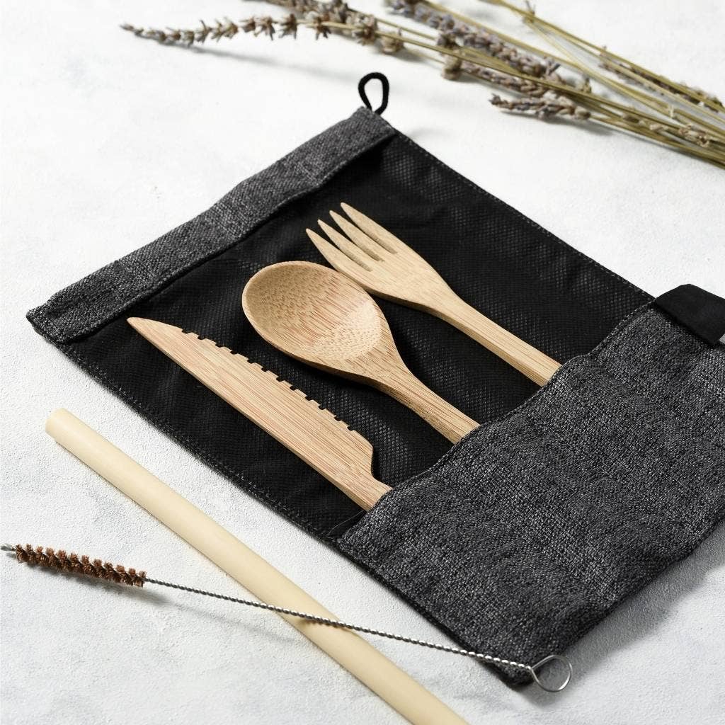 Reusable Bamboo Cutlery Set - Handmade & Eco-friendly Pack: Marine (Deep Green)
