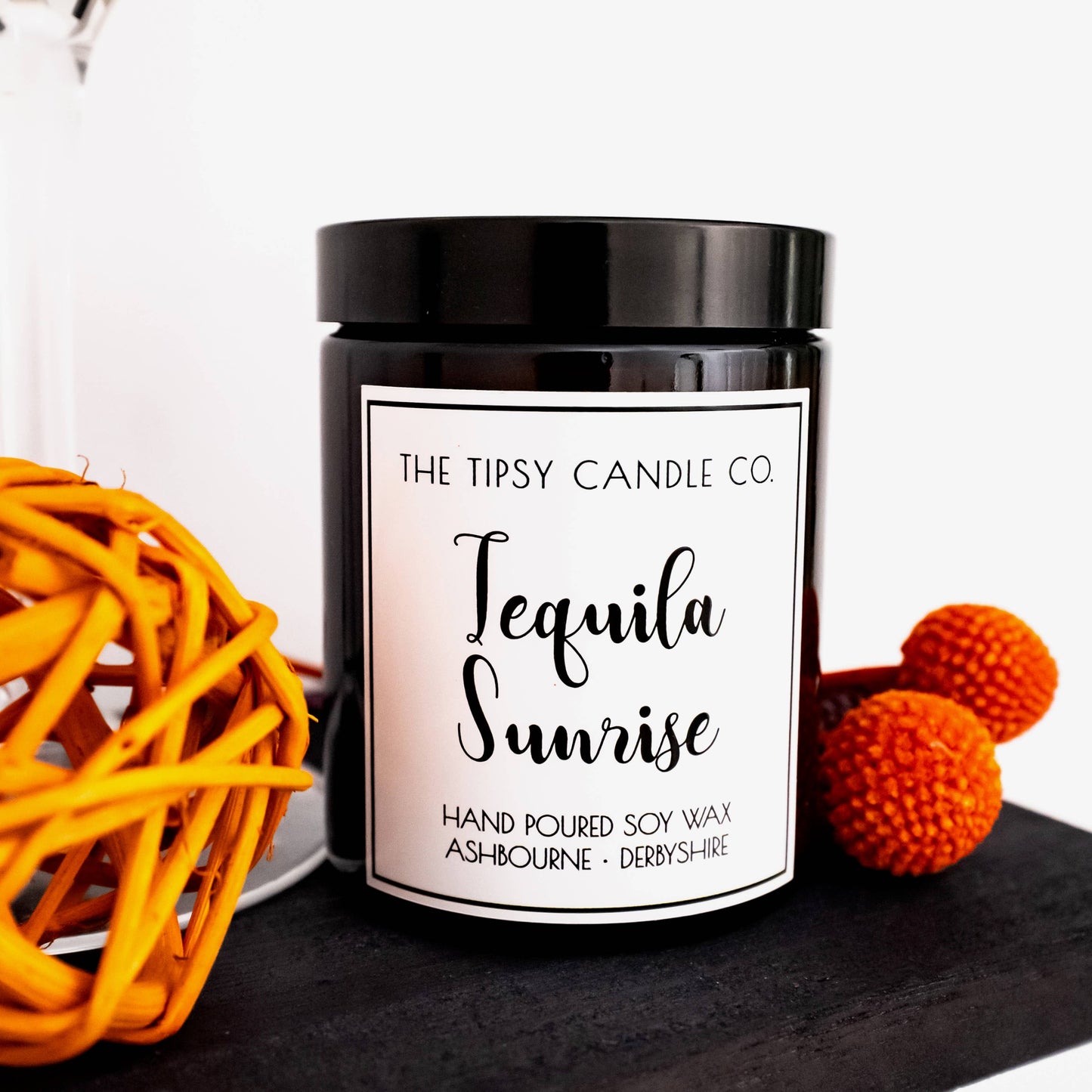 Tequila Sunrise candle: 180ml Amber Glass Jar