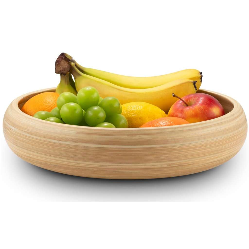 Bamboo Fruit Bowl, X Large Home Decor Salad Serving Bowls: Blue