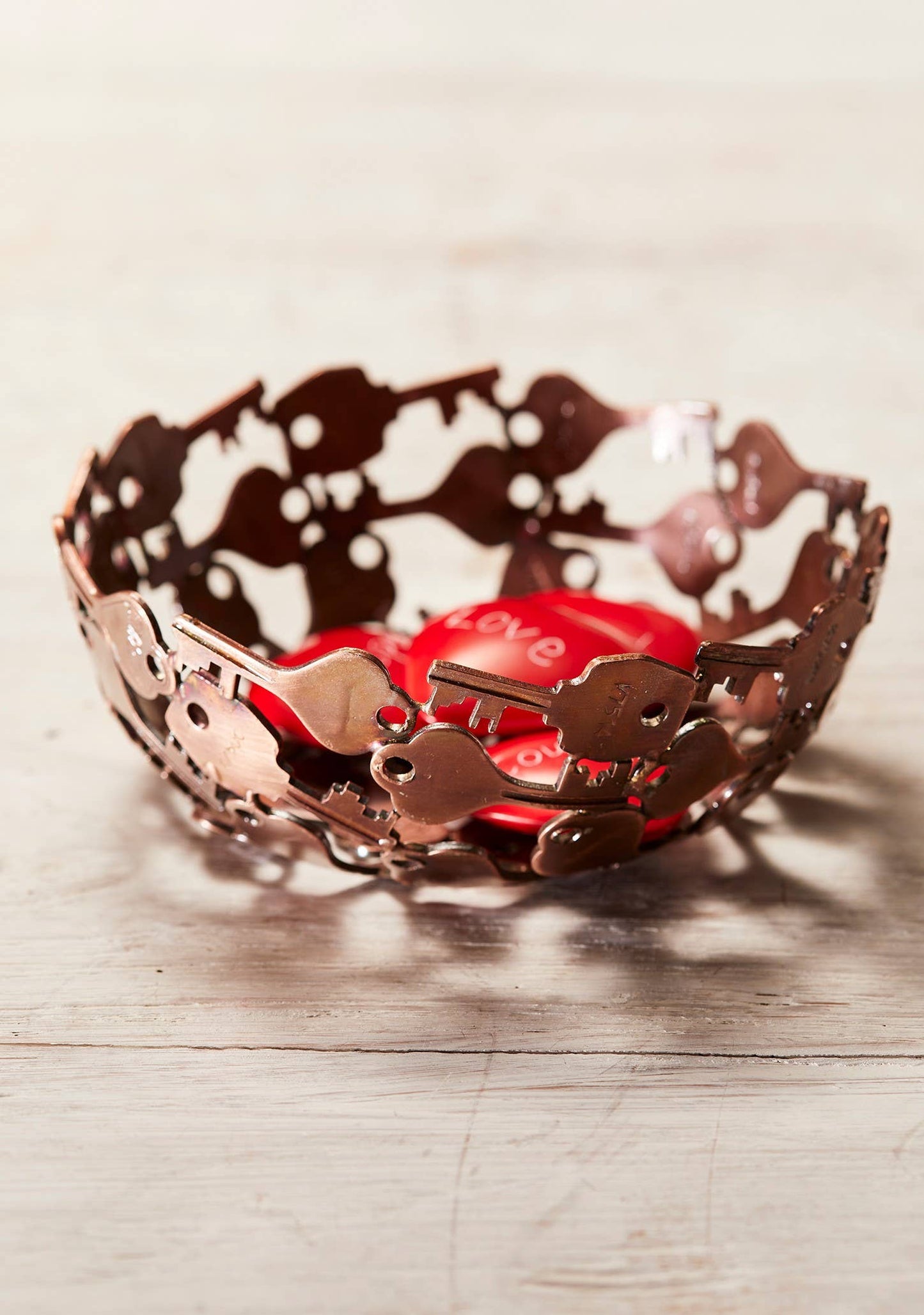 Antique Copper Finish Recycled Iron Key Bowl