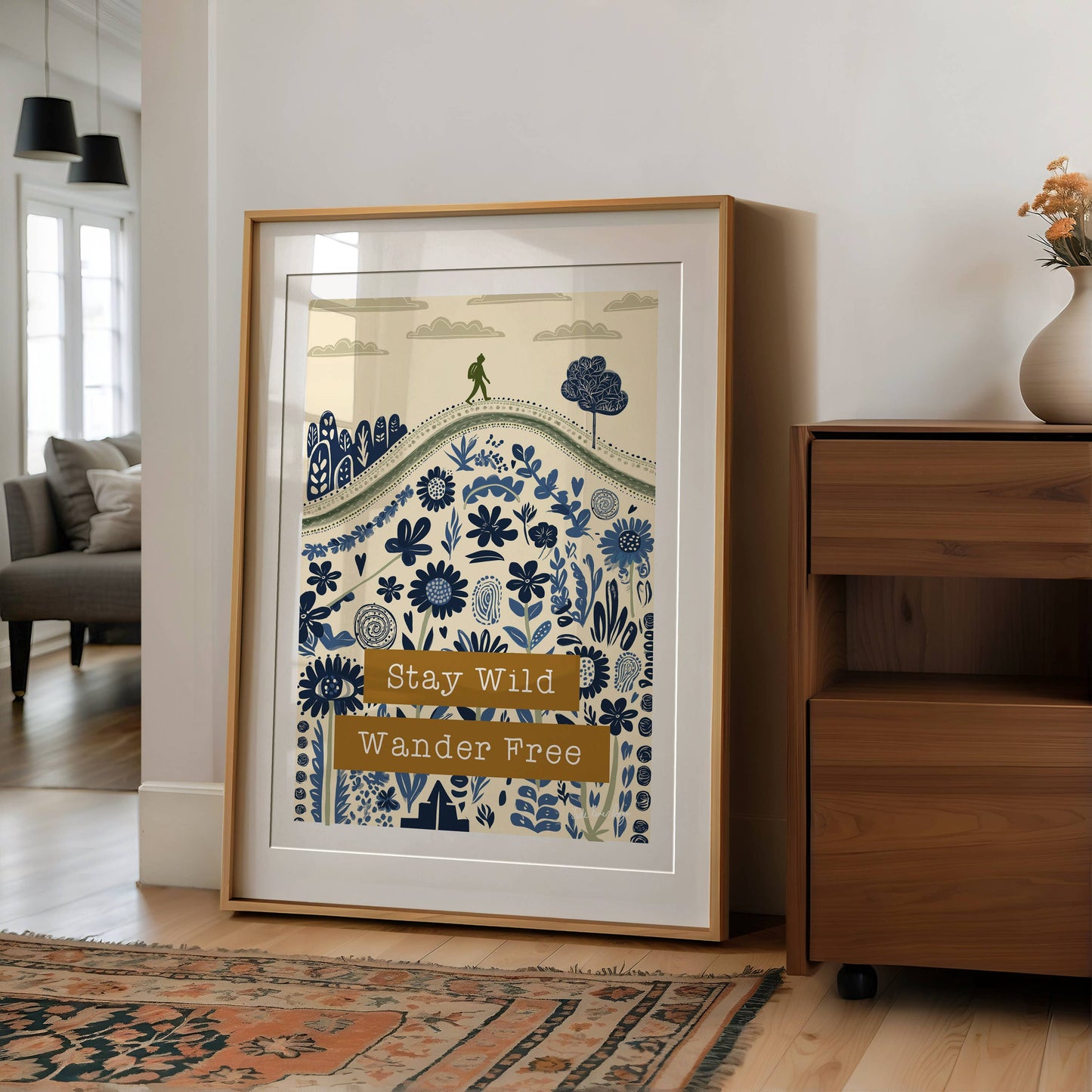 Stay Wild Wander Free Folksy Print: Midnight Sky / A3