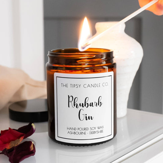 Rhubarb Gin candle: 180ml Amber Glass Jar
