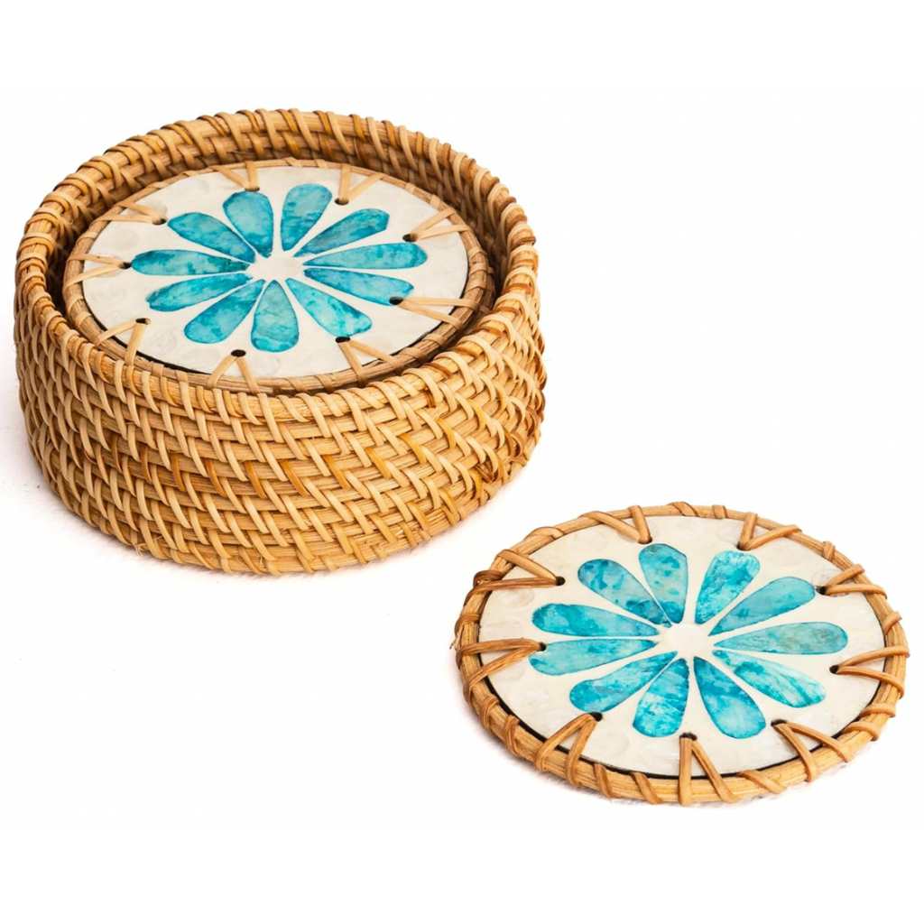 Drinks Coasters - Natural Round Kitchen Coaster (Set of 6): Cascade