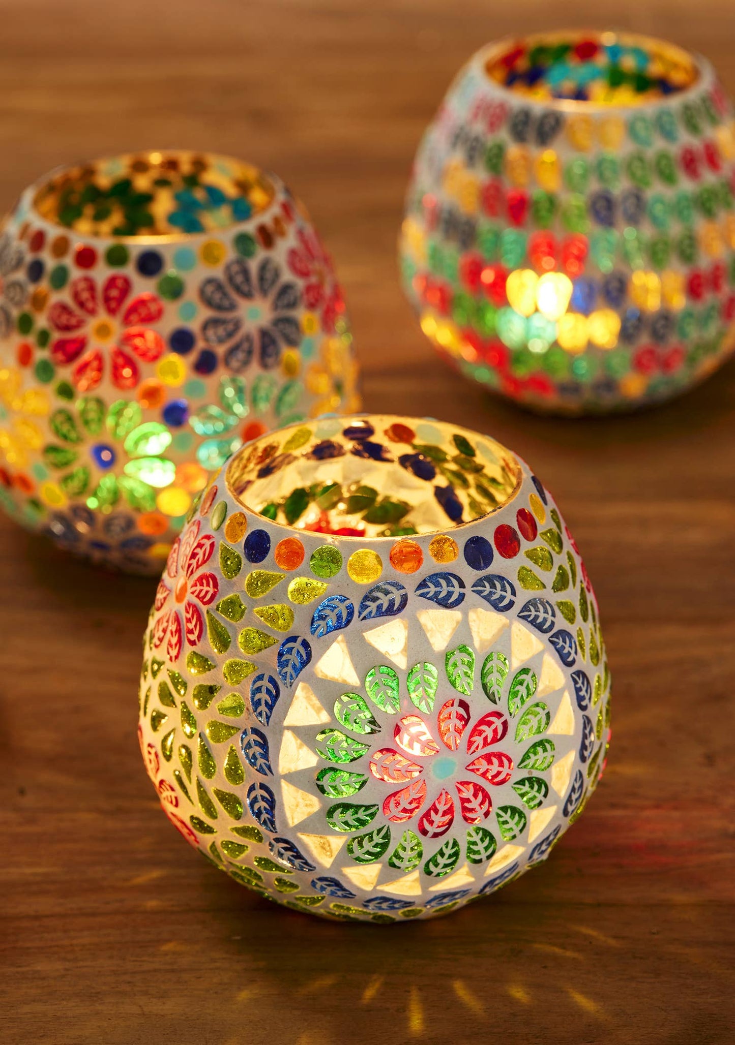 Keya Multi Colour Recycled Glass Tealight Holder