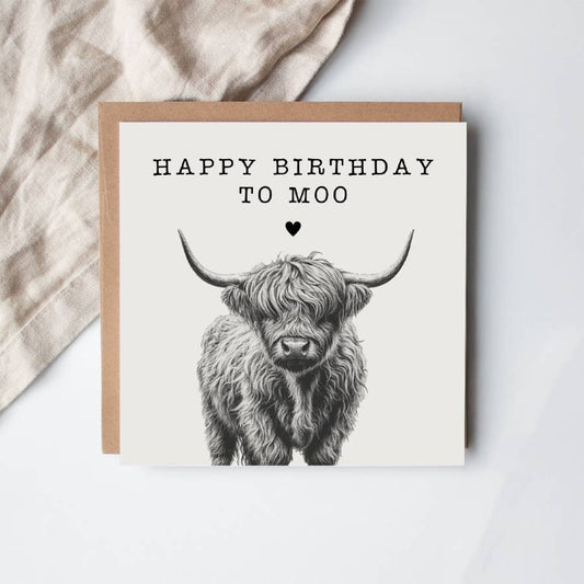 Happy Birthday To Moo Card, 15cm