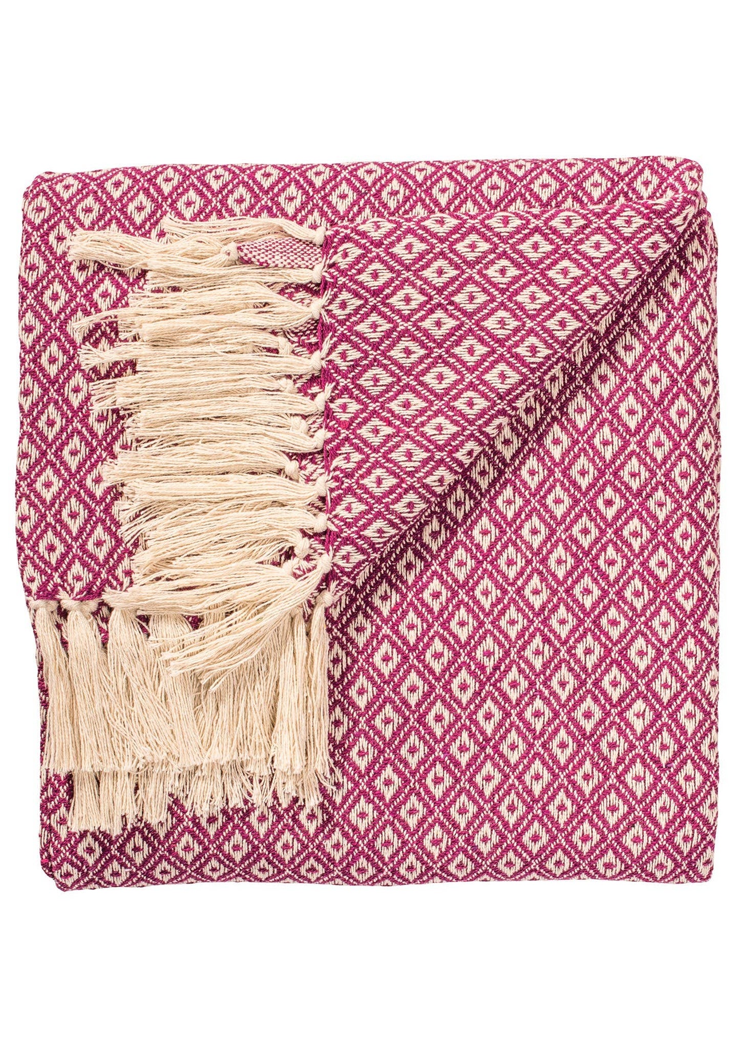 Diamond Weave Cotton Handloom Throw: Turquoise(TQ)